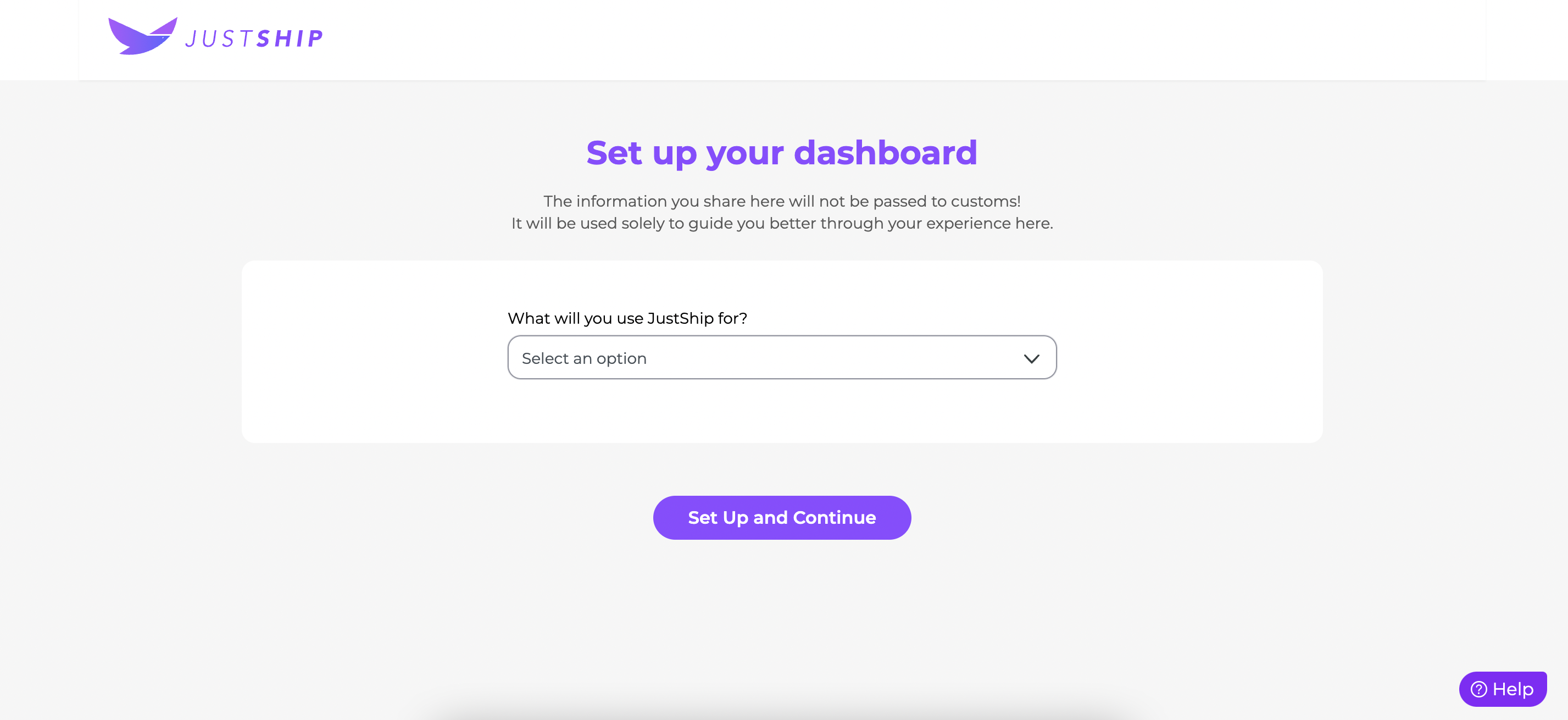 justship's onboarding questions